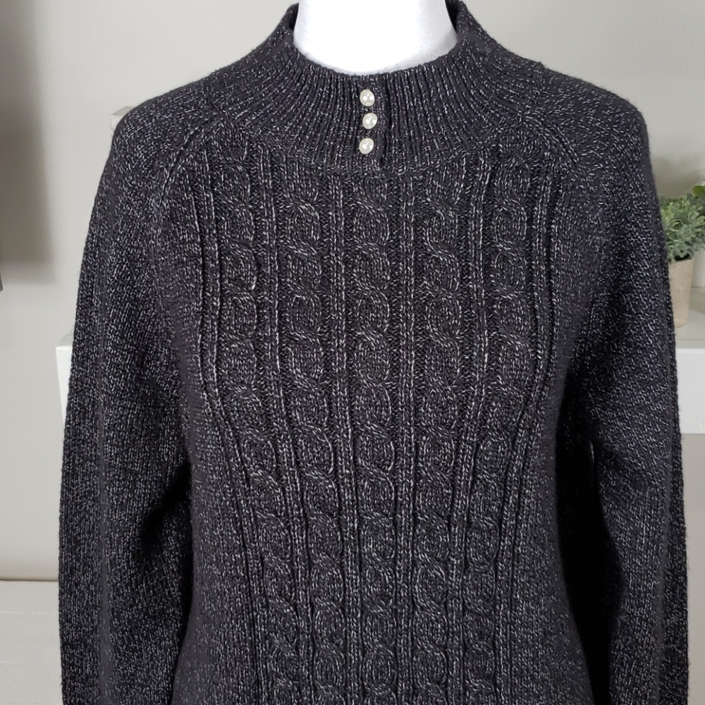 Karen Scott Ribbed Trim Mock Turtleneck Sweater - Picture 4 of 9